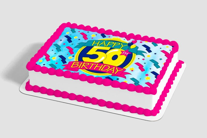 Happy 50th Birthday Edible Image® by PhotoCake® Frame