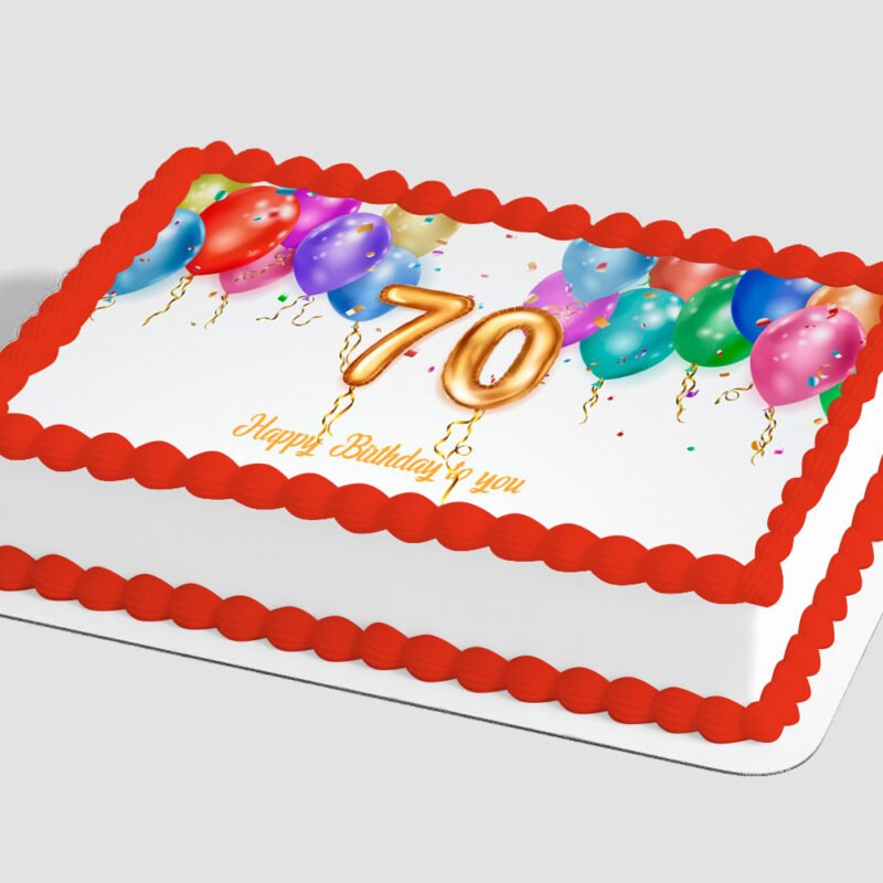 Happy 70th Birthday Edible Image® by PhotoCake® Frame