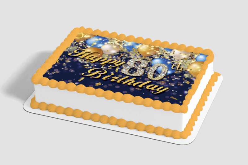 Happy 80th Birthday Edible Image® by PhotoCake® Frame