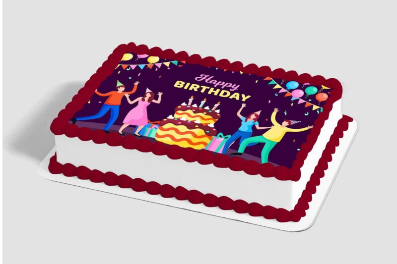 Happy Birthday Party Hats Edible Image® by PhotoCake® Frame