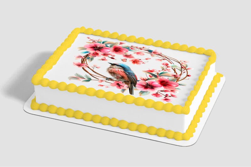 Bird on Blooming Branch Edible Image® by PhotoCake®