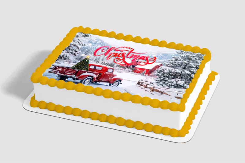 Classic Red Truck with Tree Edible Image® by PhotoCake®