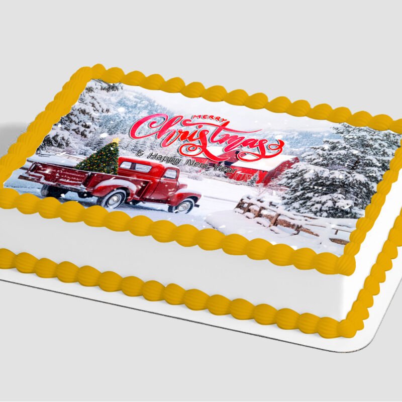 Classic Red Truck with Tree Edible Image® by PhotoCake®