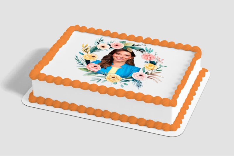 Delicate Florals Wreath Edible Image® by PhotoCake® Frame