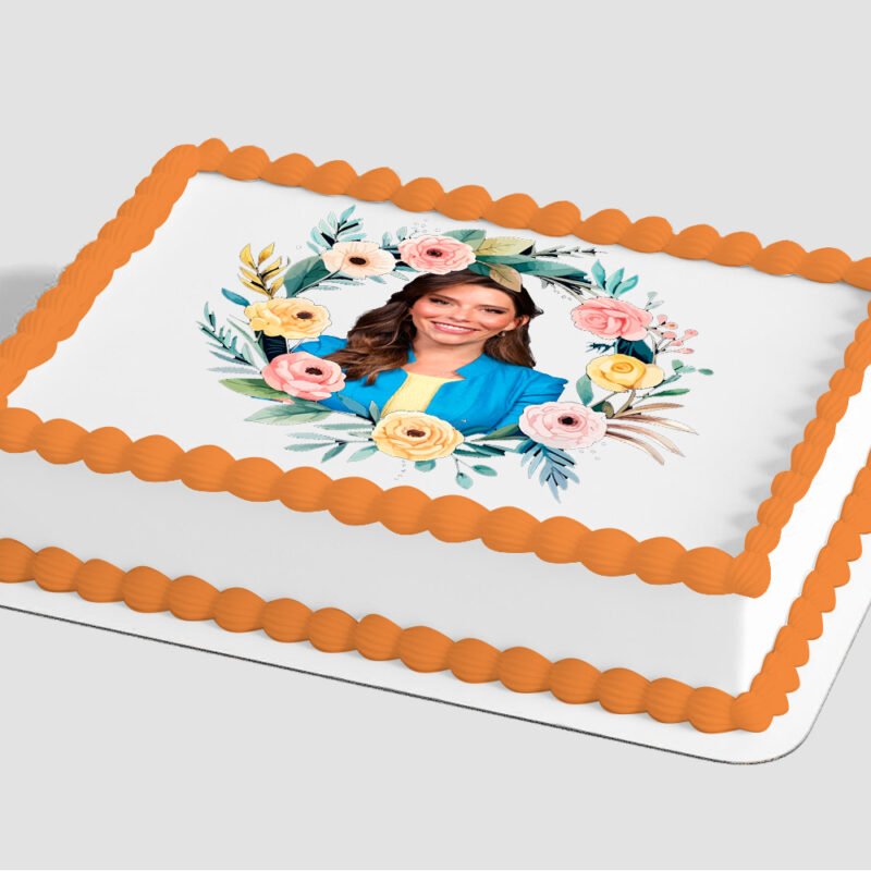 Delicate Florals Wreath Edible Image® by PhotoCake® Frame