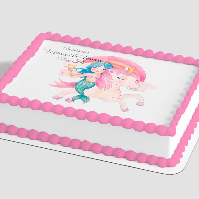 Mermaid And Unicorn Edible Image® by PhotoCake®