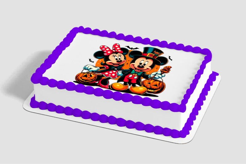 Mickey Mouse and Minnie Mouse Happy Halloween Edible Image® by PhotoCake®