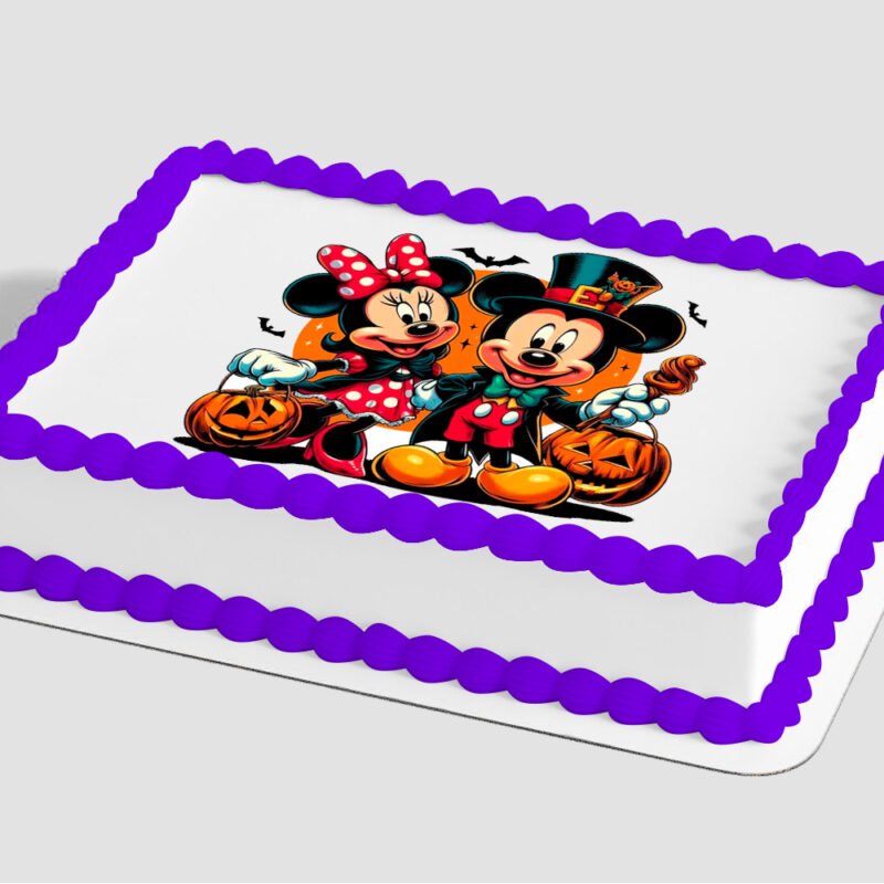 Mickey Mouse and Minnie Mouse Happy Halloween Edible Image® by PhotoCake®