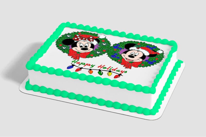 Mickey Mouse and Minnie Mouse Happy Holidays Edible Image® by PhotoCake®