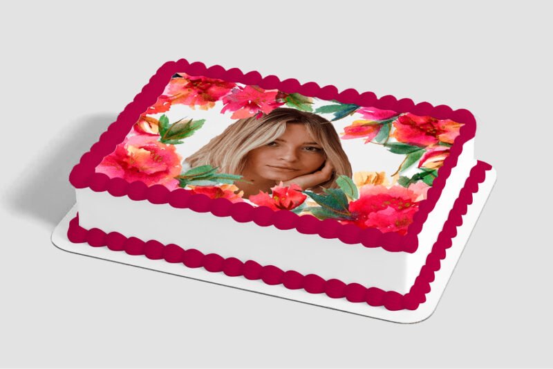Pink Ditsy Print Edible Image® by PhotoCake® Frame