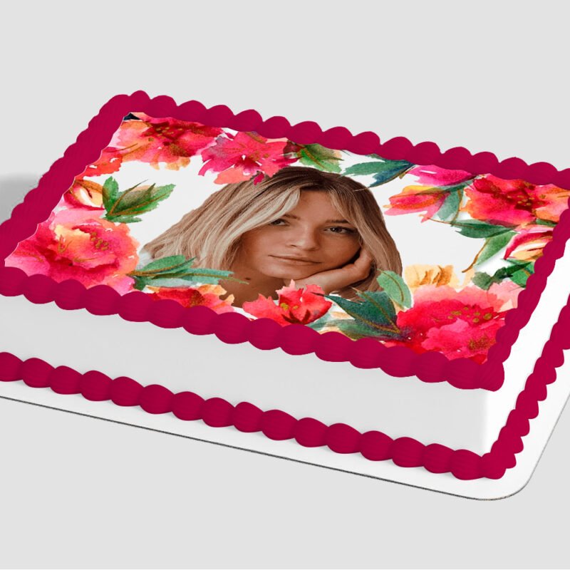 Pink Ditsy Print Edible Image® by PhotoCake® Frame
