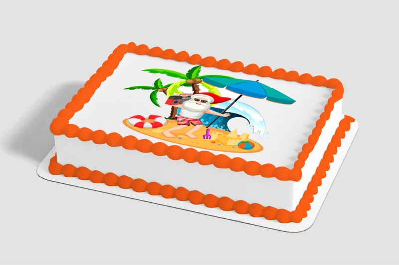 Santa on Summer Holiday Edible Image® by PhotoCake®