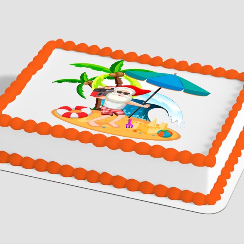 Santa on Summer Holiday Edible Image® by PhotoCake®