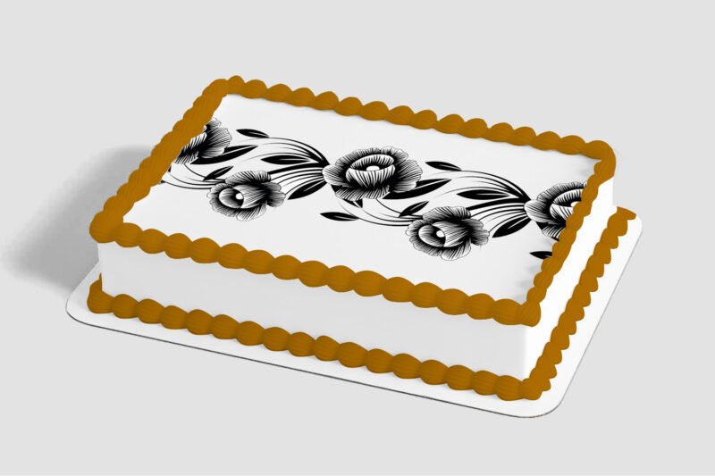 Black & White Floral Edible Image® by PhotoCake®