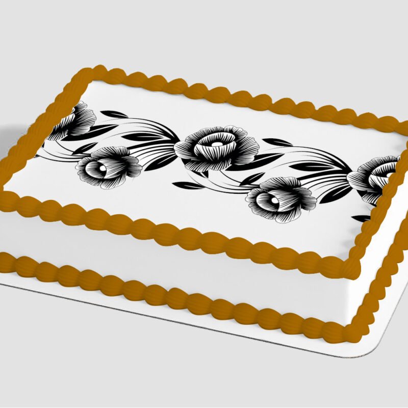 Black & White Floral Edible Image® by PhotoCake®