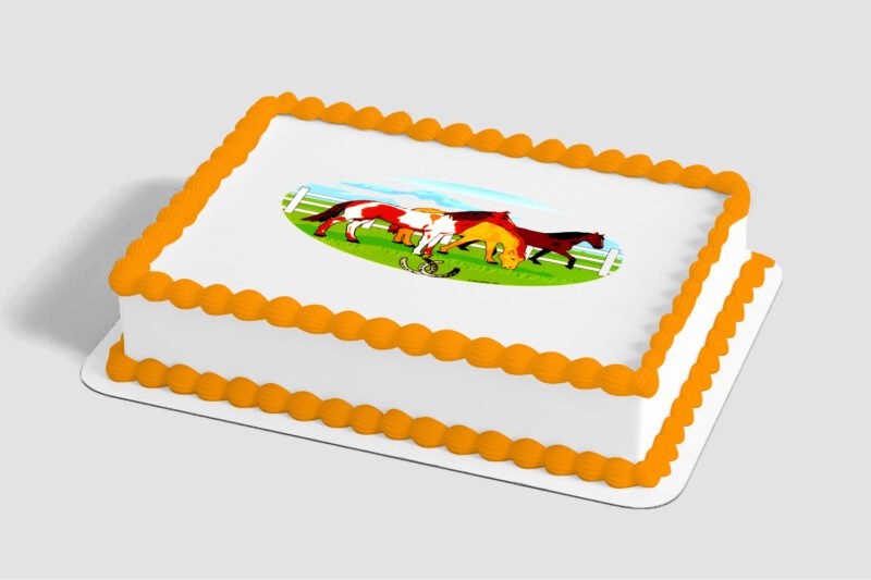 Grazing Horses Edible Image® by PhotoCake®