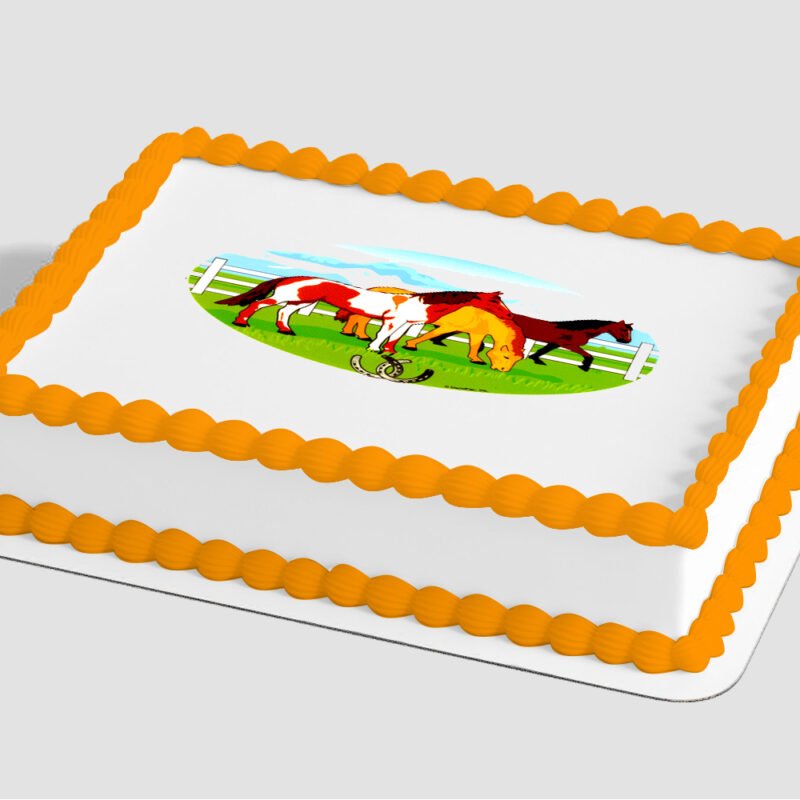Grazing Horses Edible Image® by PhotoCake®