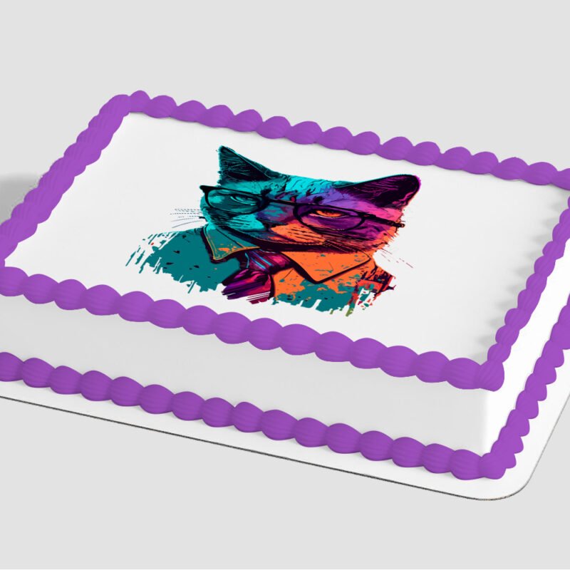 Kitty With Glasses Edible Image® by PhotoCake®