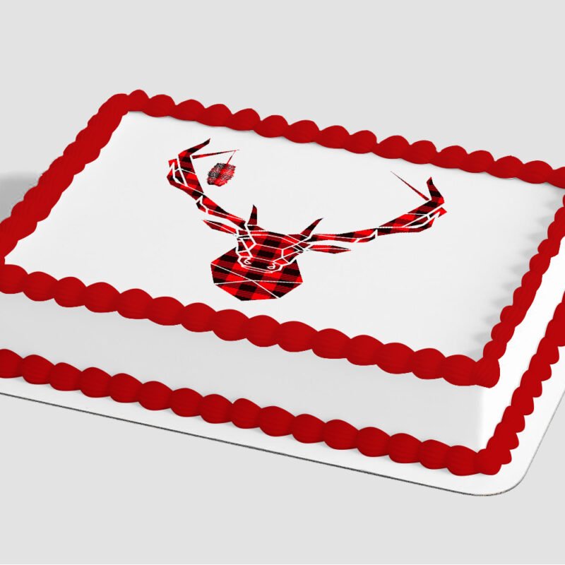 Red Check Plaid Deer Edible Image® by PhotoCake®